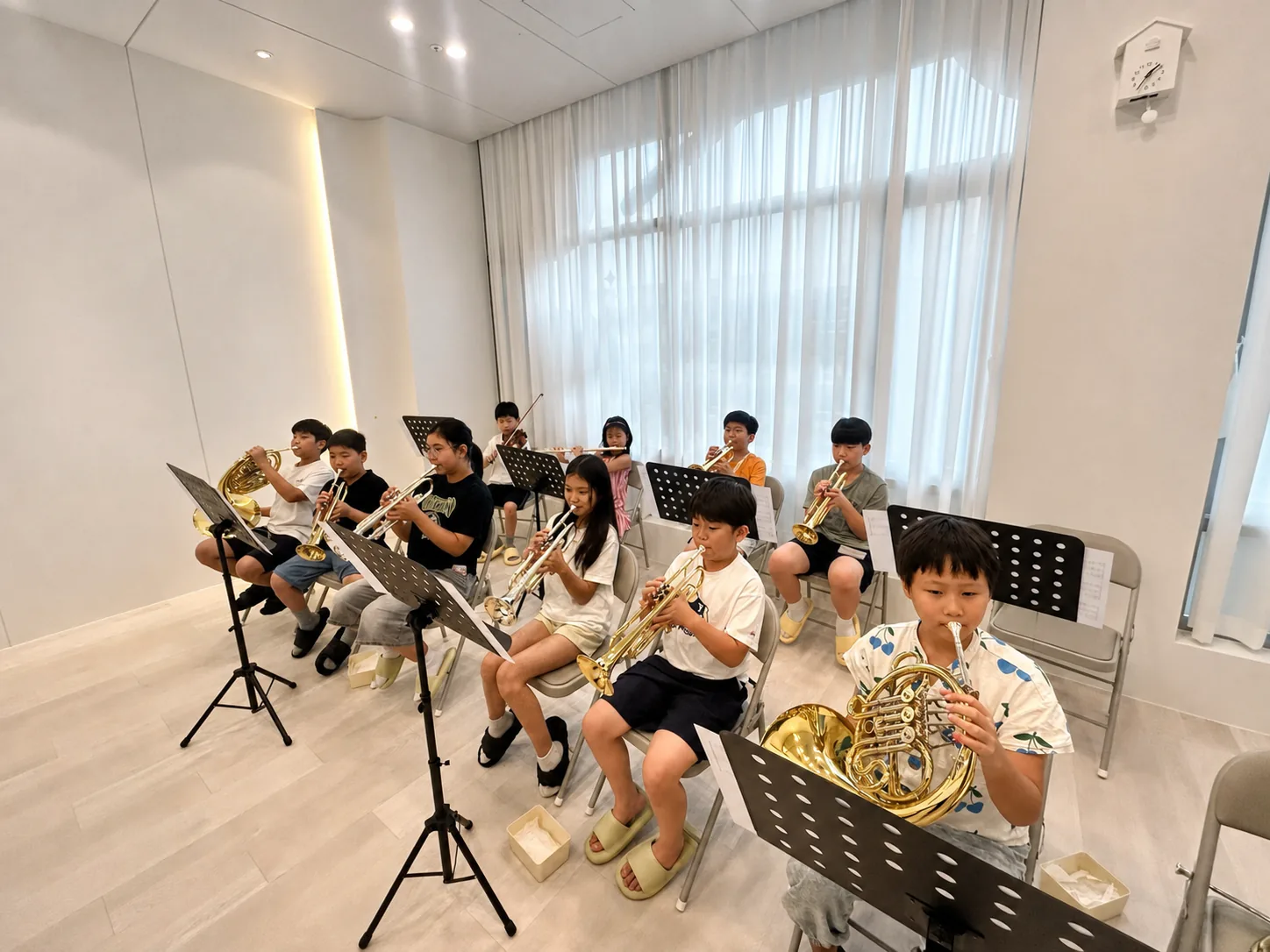 리틀브라스 학생들의 금관악기 합주 수업